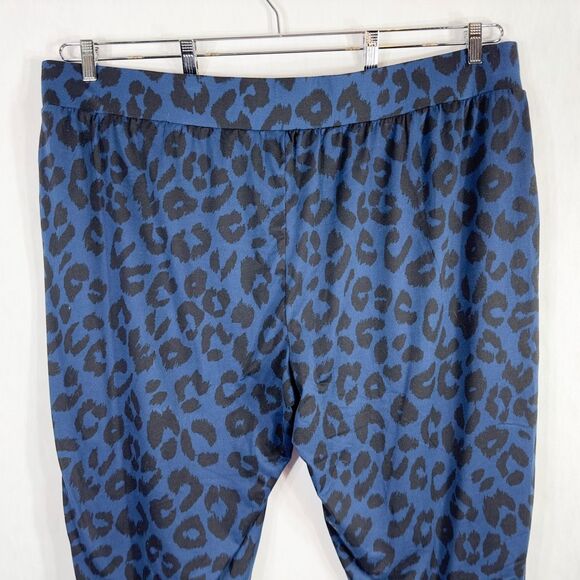 LaunGy by Giuliana Plus Size 3XP Pants Blue Black Leopard Print Knit Stretch 147 - Picture 5 of 7